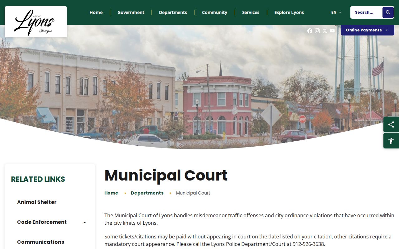 Lyons court docket and official Municipal Court information