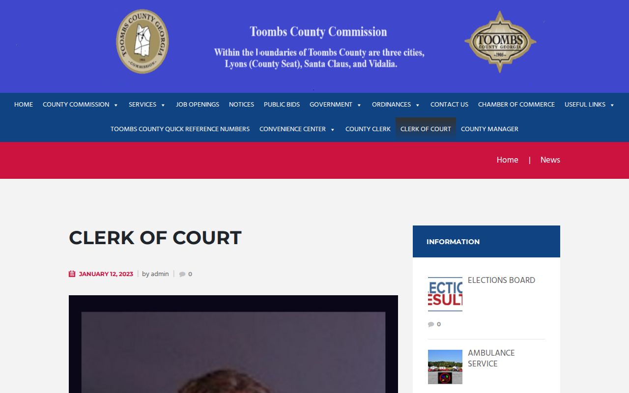 Nancy Pittman and the Toombs County Clerk of Court office page