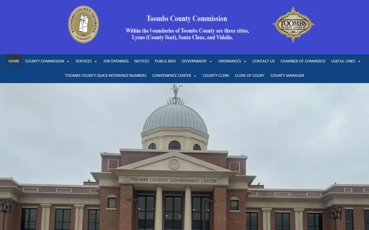 Toombs County Government Center at Courthouse Square in Lyons