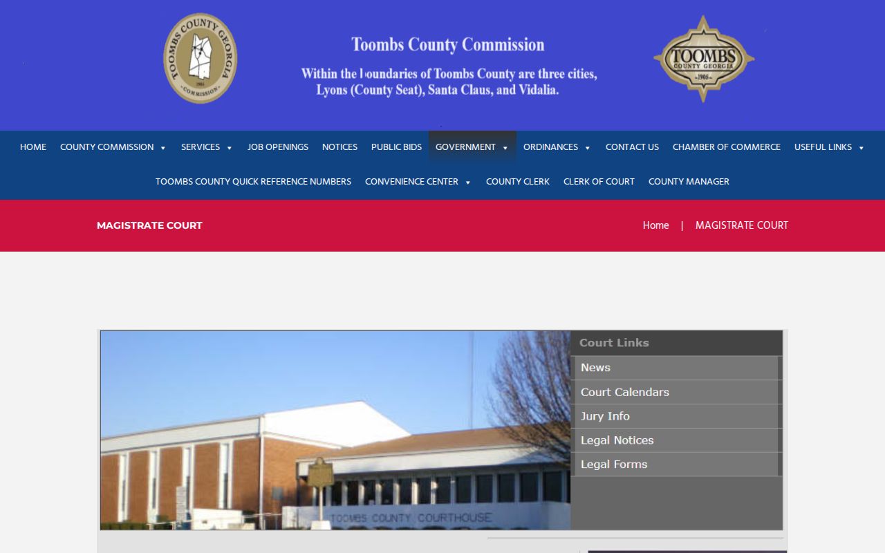 Toombs County Magistrate Court official office page